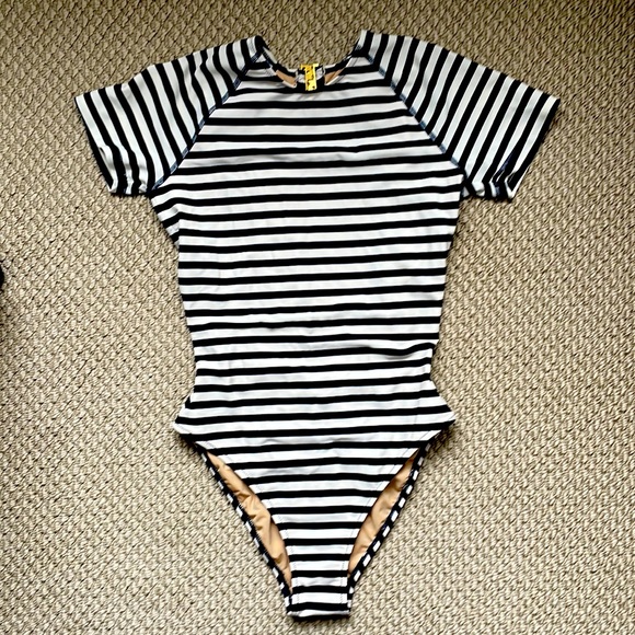 J. Crew Other - J. Crew One Piece Swimsuit Navy/White Stripe Size 6 Cutout Back